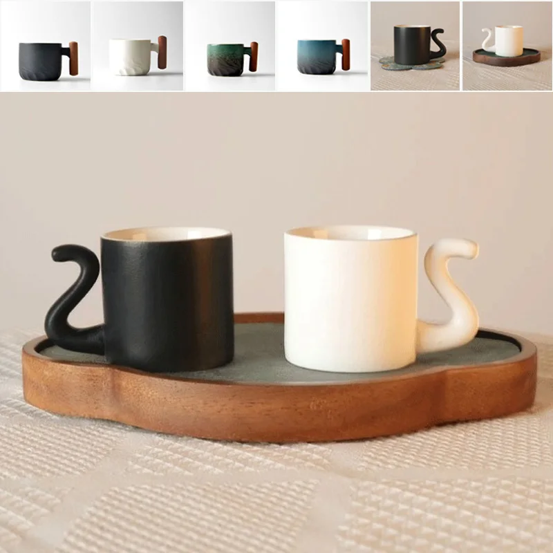 

Japanese Style Gradient Ceramic Tea Cup Kung Fu Tea Master Cup Single Handle Vintage Drinkware for Tea Coffee Wine Coffee Mugs