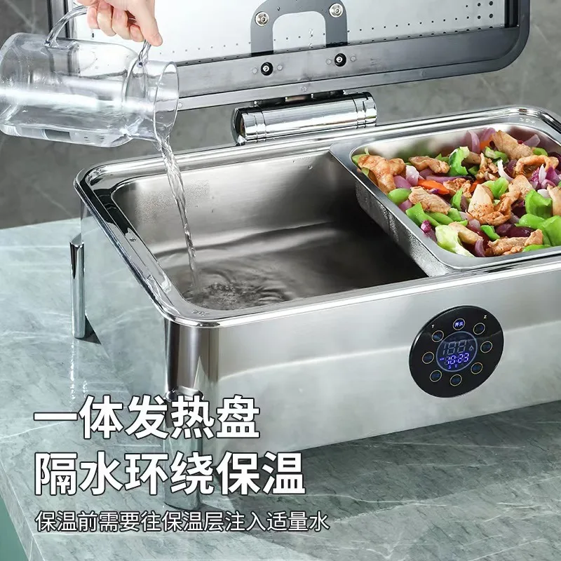 Breakfast Insulation Furnace 304 Stainless Steel Hydraulic Cover Large Visual Rectangle Large Glass Rectangular
