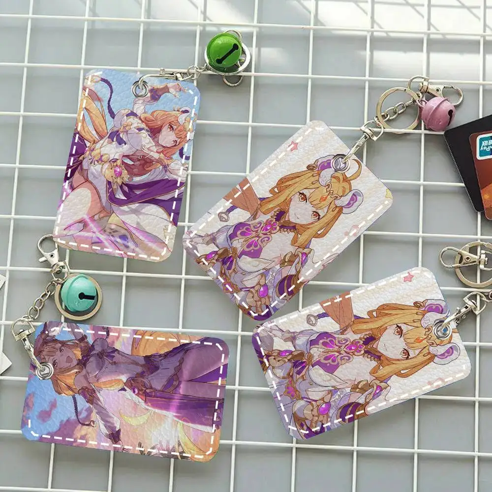 Susannah Animated Game H-Honkai Impact 3rd Card Case Keychain Access Card Bag Key Tag Ring Leather Card Holder Key Ring Access