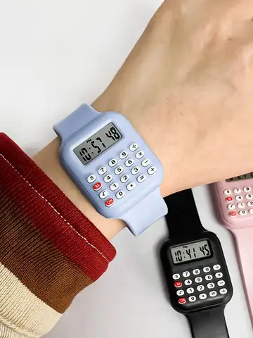 2025 New Rubber Strap Children Watch with Calculator Watches for Girls Student show time and date Digital Clock Kids