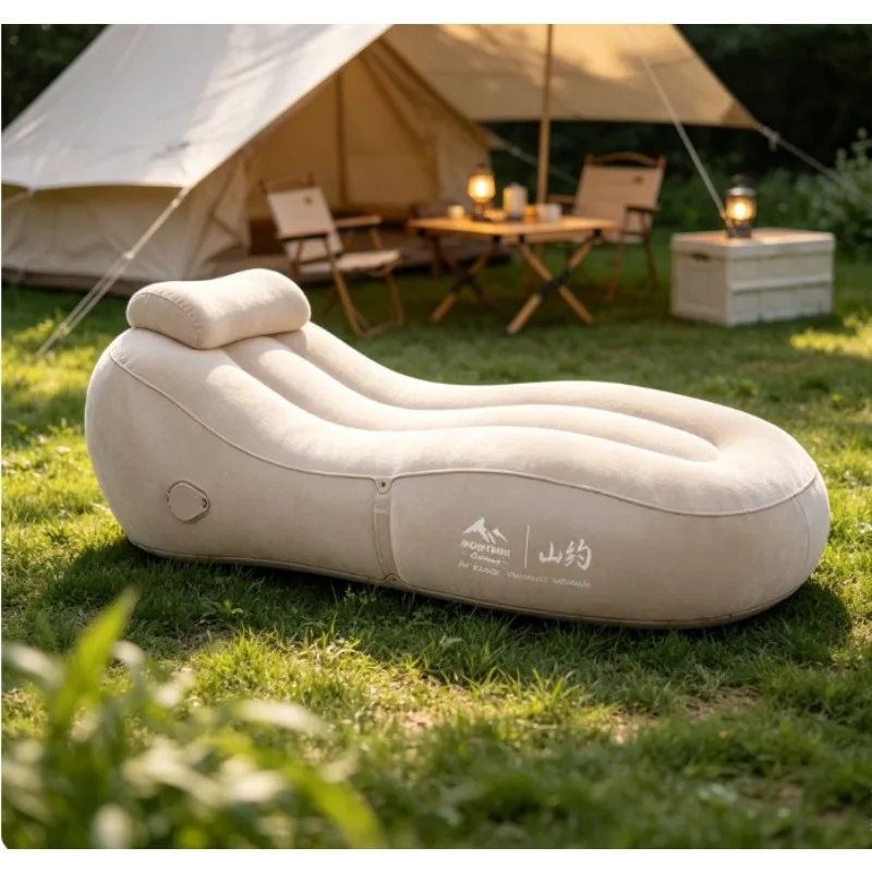 Self-Inflating Lounger & Camping Mattress, Portable Outdoor Air Bed with Built-In Pump, Single Person Recliner for Travel