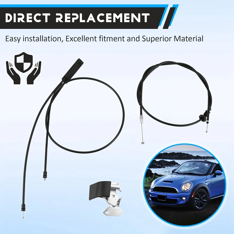 Car Hood Release Cables And Handle Set For Mini Cooper R55 R56 R57 R58 R59 2007-2015 51232751378 51237148865 51237149591