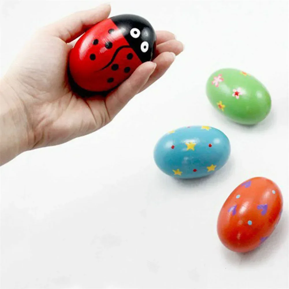 

1PCS Music Shaker Egg Wooden Baby Colorful Du-rable Handy Musical Replacement Toys Classroom Music Early Learning Toy