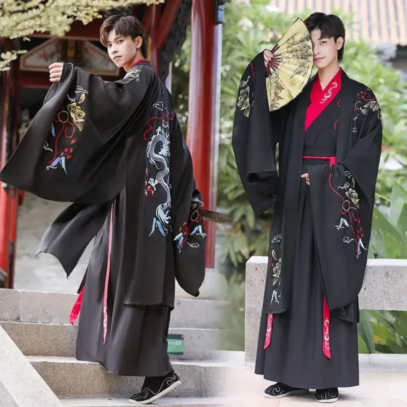 Robe de seda chinês antigo cavaleiro hanfu homens mulheres aldult quimono espadachim hanfu tradicional vintage étnico cosplay traje de dança