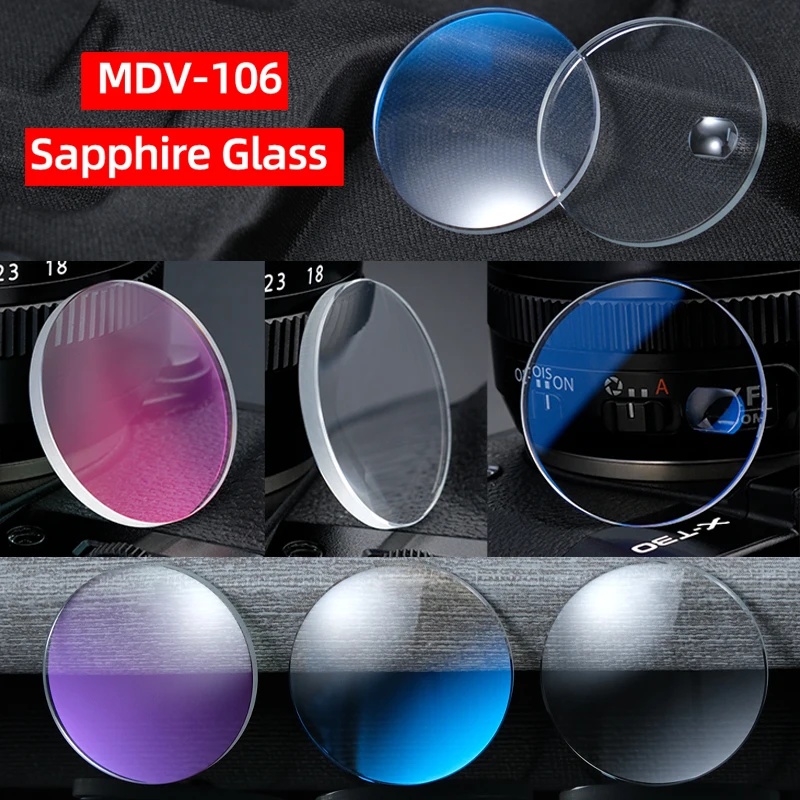 MDV-106 Sapphire glass MOD Double Dome Flat For Casio Duro Dolphin swordfish 200M Divers Watch blue red coated crystal lens