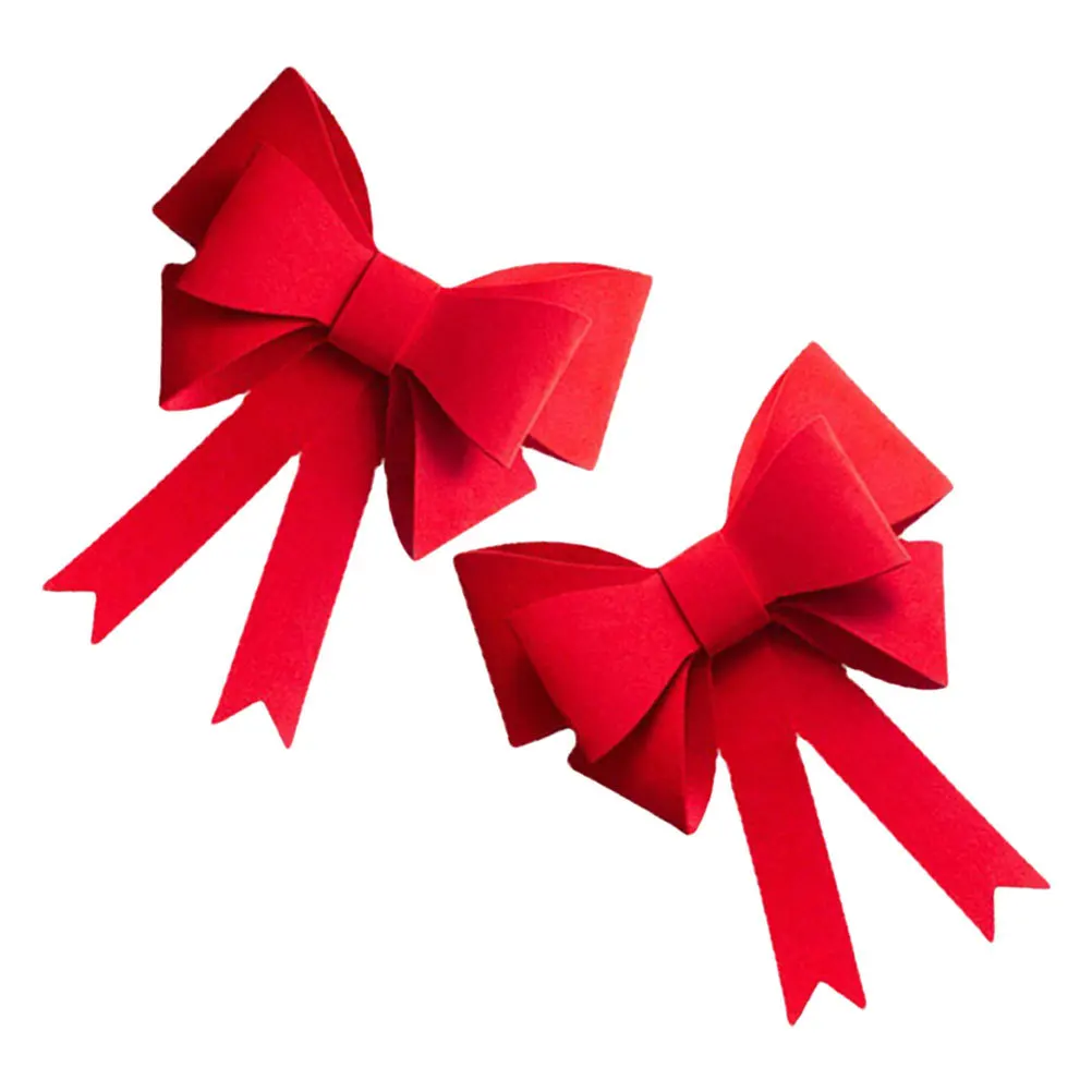 

2pcs Large Red Christmas Bows Butterfly Bowknot Decor For Xmas Tree Wedding Car Curtain Tiebacks Party Decorations