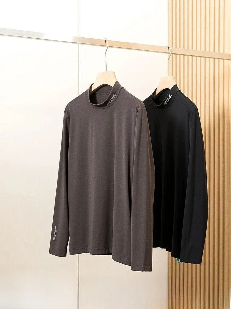 

Мужская термофутболка Terryl с высоким воротником, из биофибры, самонагревающаяся, однотонная, с длинным рукавом