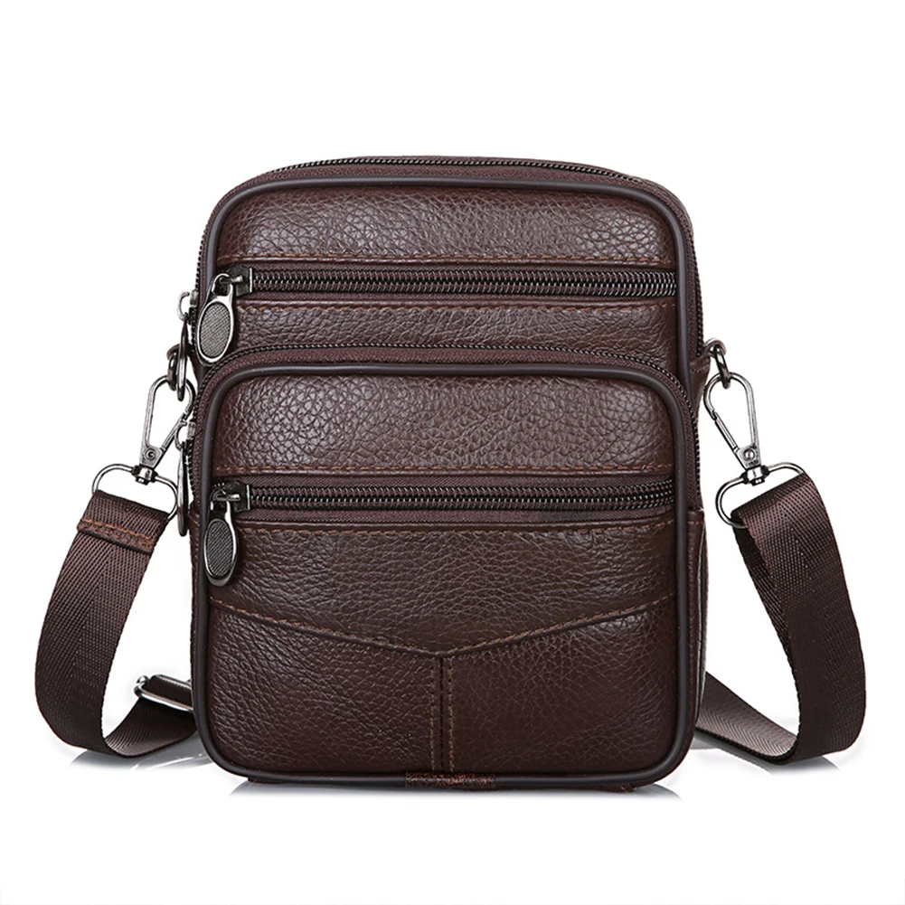 

Multifunctional Crossbody Bags Cowhide Leather Men Messenger Bags Fashion Simple Portable Multi-pockets Casual for Outdoor Sport