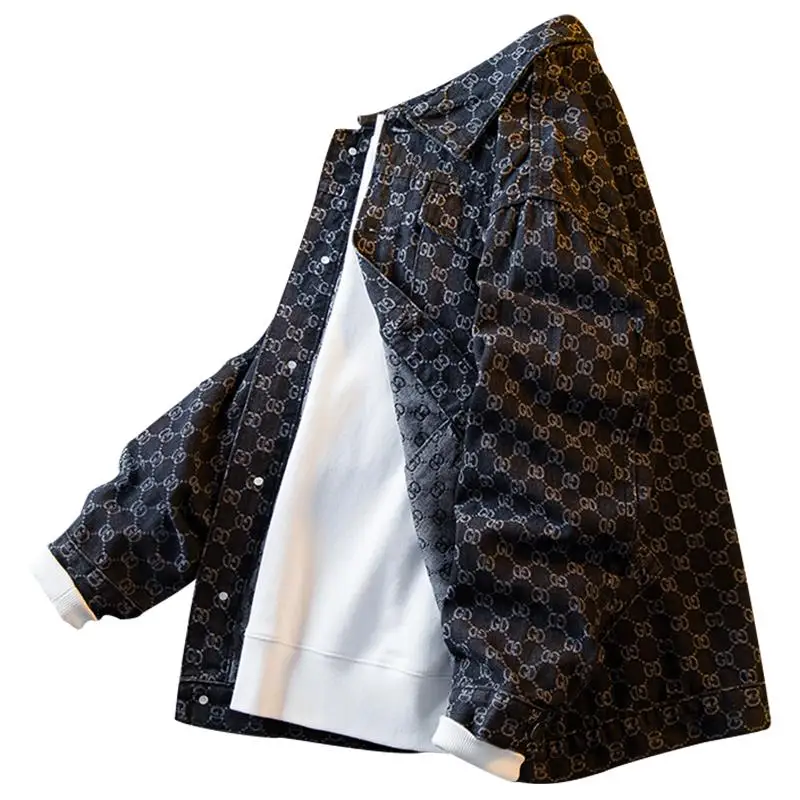 

Осенний мужской повседневный джинсовый тюнер с надписью свободного покроя Street Sle Jaet V-Ne ort Length No Brand Registered Trademark