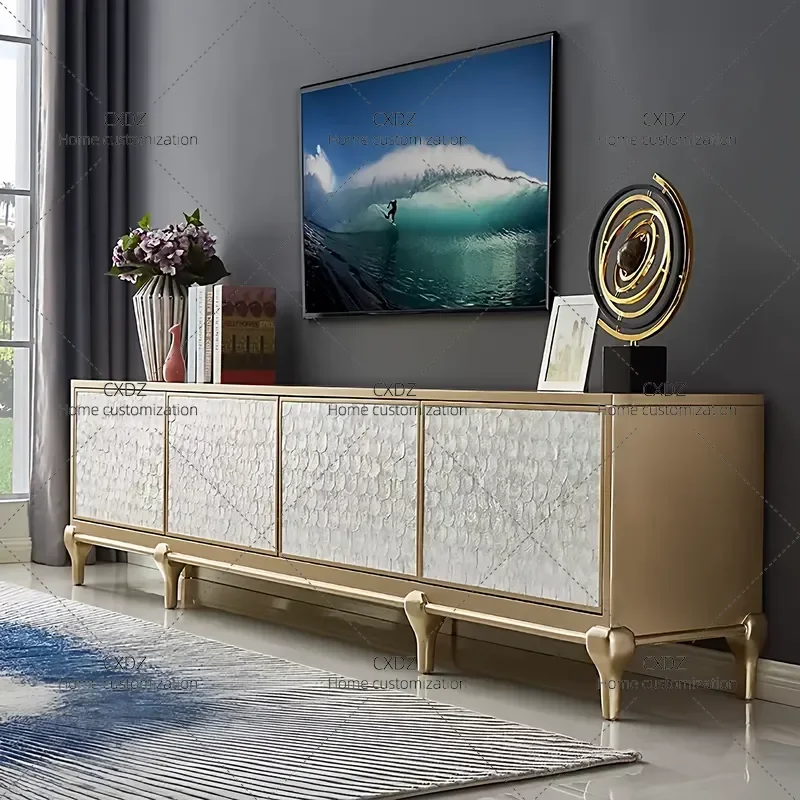 Modern Minimalist Solid Wood TV Cabinet for Living Room Small Apartment Light Luxury Style Home Entertainment Storage Unit