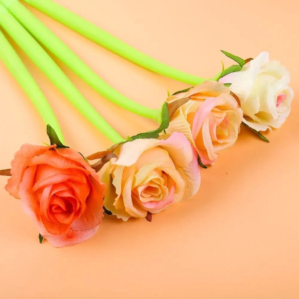 Simulation Rose Flower Artificial Rose Pens Signing Writing Dancing Flower Pen 0.5mm Quick-Drying Signature Pen Award Gifts