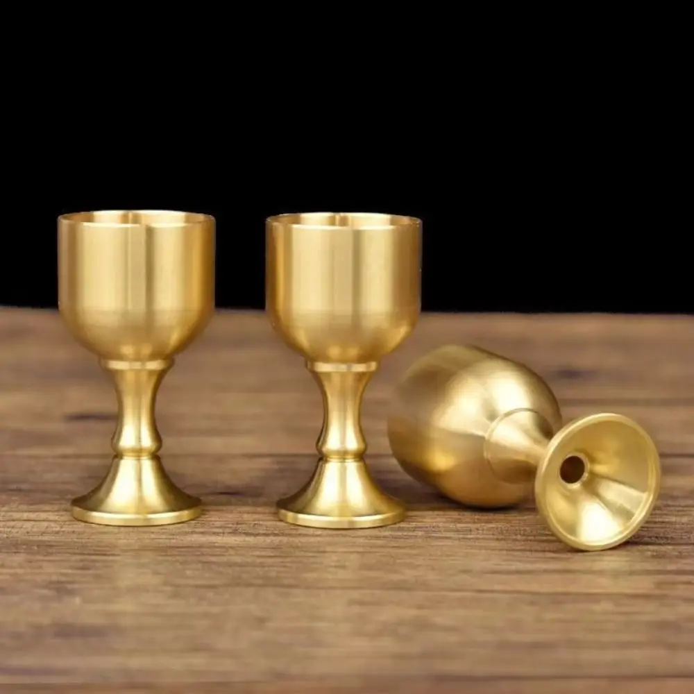 Easy to Clean Carved Goblet Not Fade Stable Wine Cup Hand Polished Solid Brass Desktop Ornaments Cocktail