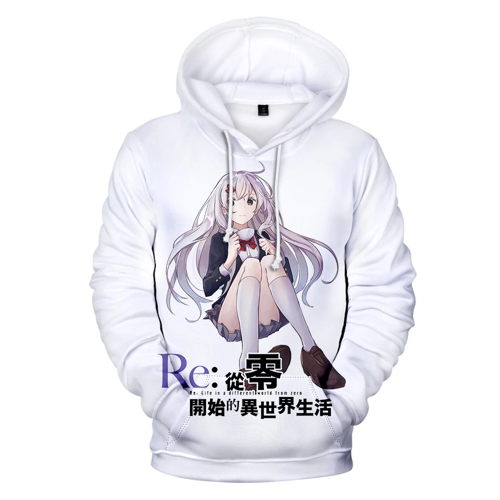 Sudaderas con capucha clásicas Re:Life In A Different World From Zero RE0 Subaru Emilia Rem con estampado 3D, sudaderas informales de manga larga