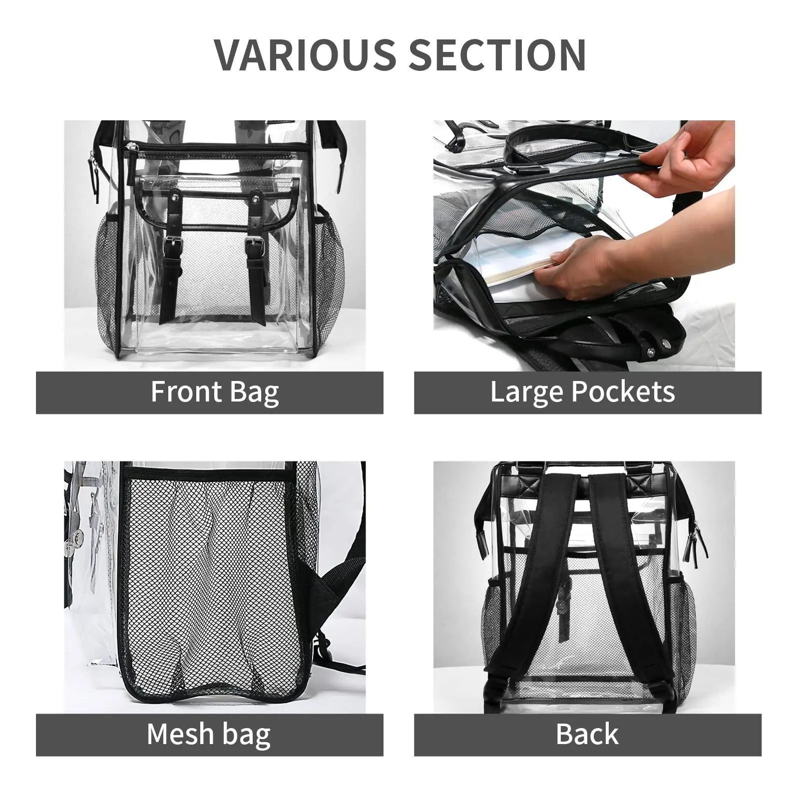 PVC Transparent Backpack with Large Capacity Waterproof Storage Bag Travel and Leisure Day bag Holiday Backpack Clear Bag