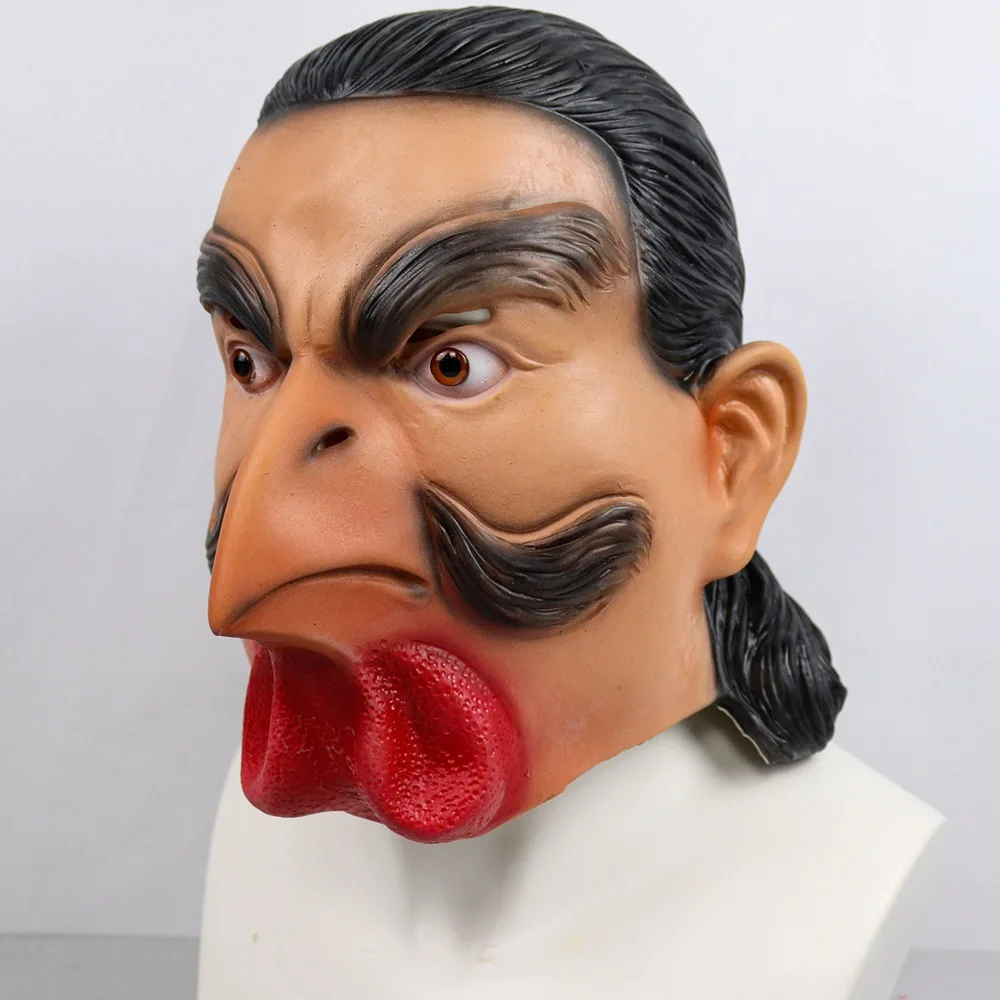 Halloween Latex Mask Realistic Rooster Face Mask Bird Mouth Mask Role Play Celebrity Cosplay Costume Prop