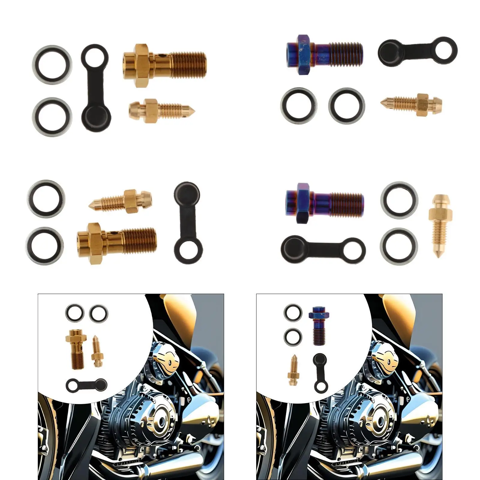 Banjo Bolt Bleeder Screw Fitting Set Replacement Adapter Easy Installation Brake Line Fitting Washers for Motorcycle