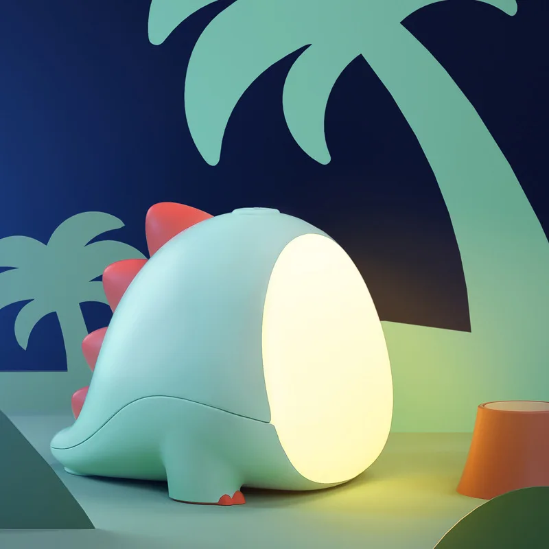 Dinossauro luz noturna dos desenhos animados proteção para os olhos luz noturna com temporizador plug in lâmpada de temperatura de cor dupla para crianças quarto cabeceira