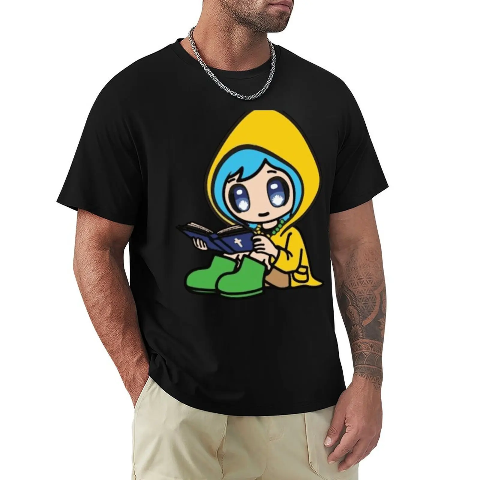 luce reading the bible T-Shirt Festival Casual Short Sleeve
