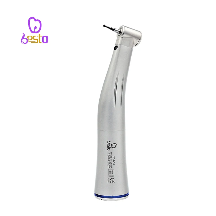 dent al 1:1 Fiber Optic Handpiece Internal Water Spray Contra Angle Push Button Chuck Blue Ring Low Speed Handpiece