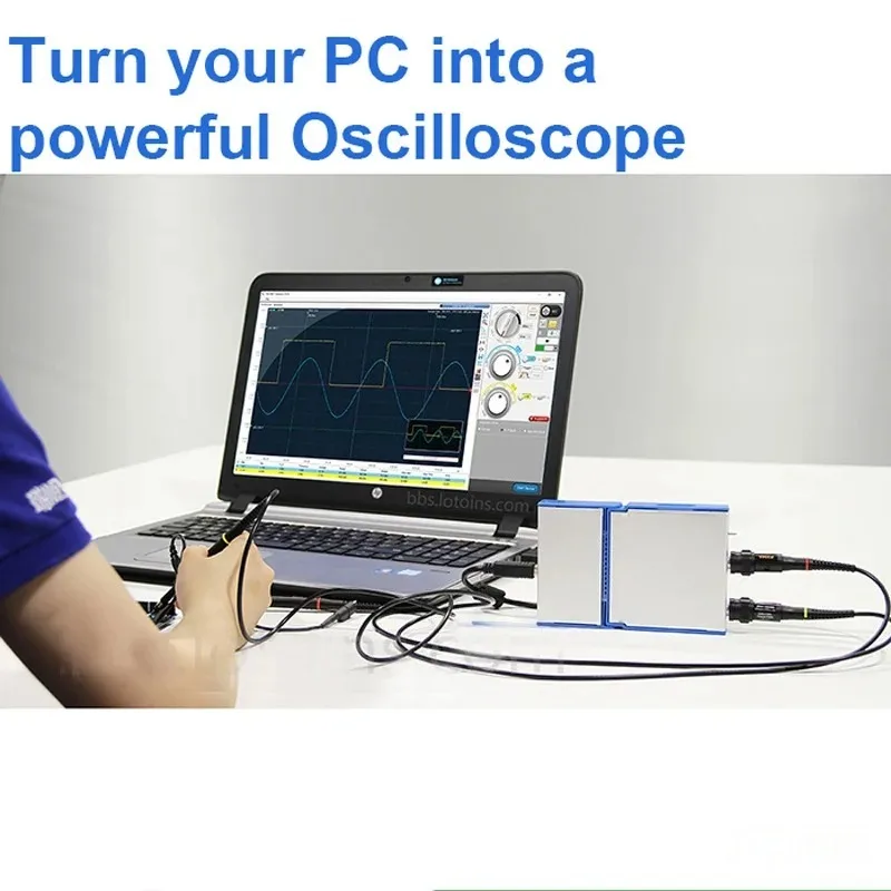 2 Channel OSC482 PC Virtual Digital Handheld Oscilloscope 20Mhz Bandwidth 50MSps Sampling Data with Probe USB Cable