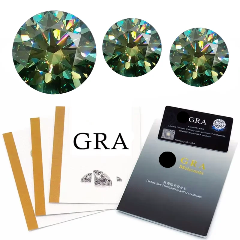 Certified Green Moissanite Stone VVS1 Grade Pass Test Gem for Jewelry Making Gem With Report