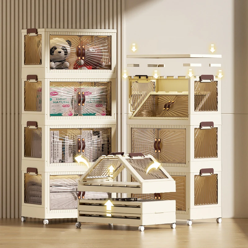 Storage Cabinet Folding Storage Box Home Living Room Toy Cabinet Storage Bins Snack Locker Free Installation Kitchen Containers