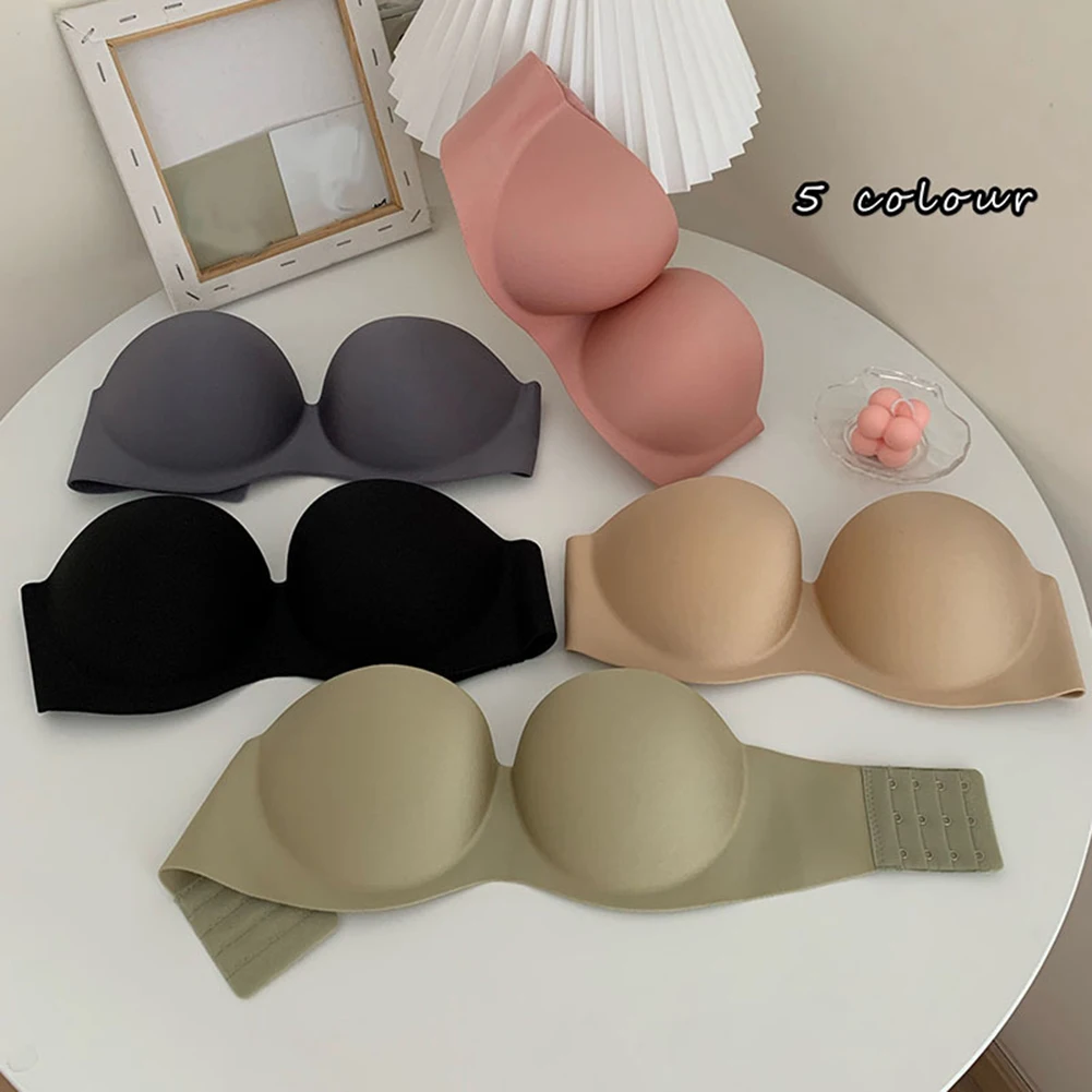 Women Sexy Strapless Bra Wireless Female Tube Top Solid Push Up Thin Bras Underwear Convertible Straps Ladies Lingerie Bras