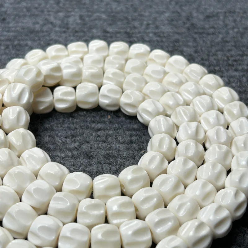 Natural deer antler 108 carved -oil content high-density Buddha beads , cypress seed bracelet 8*10*12mm