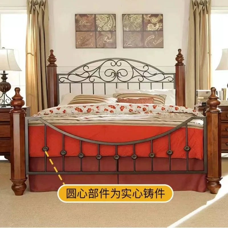 North American black walnut solid wood bed American country iron wood princess bed 1.5m 1.8m log wedding bed master