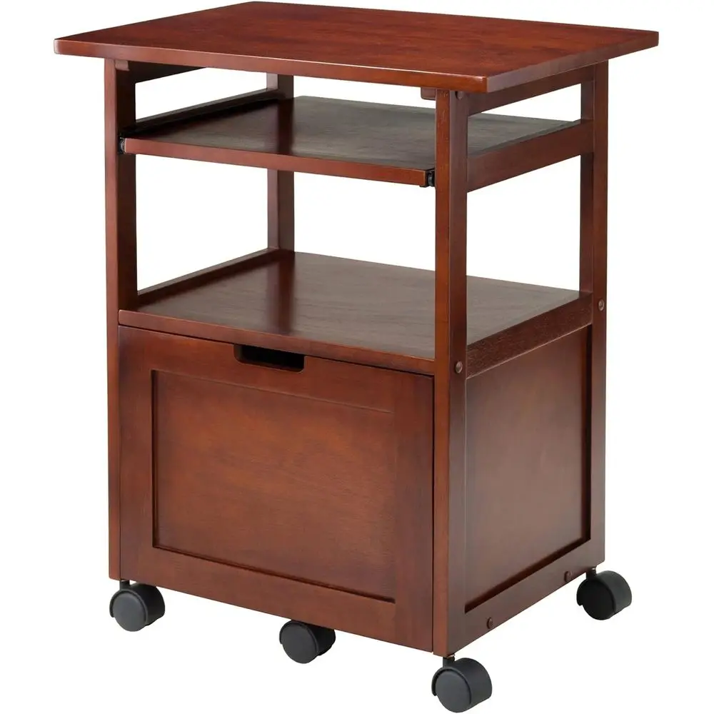 

3-Shelf Wooden Mobile Printer Stand, Brown