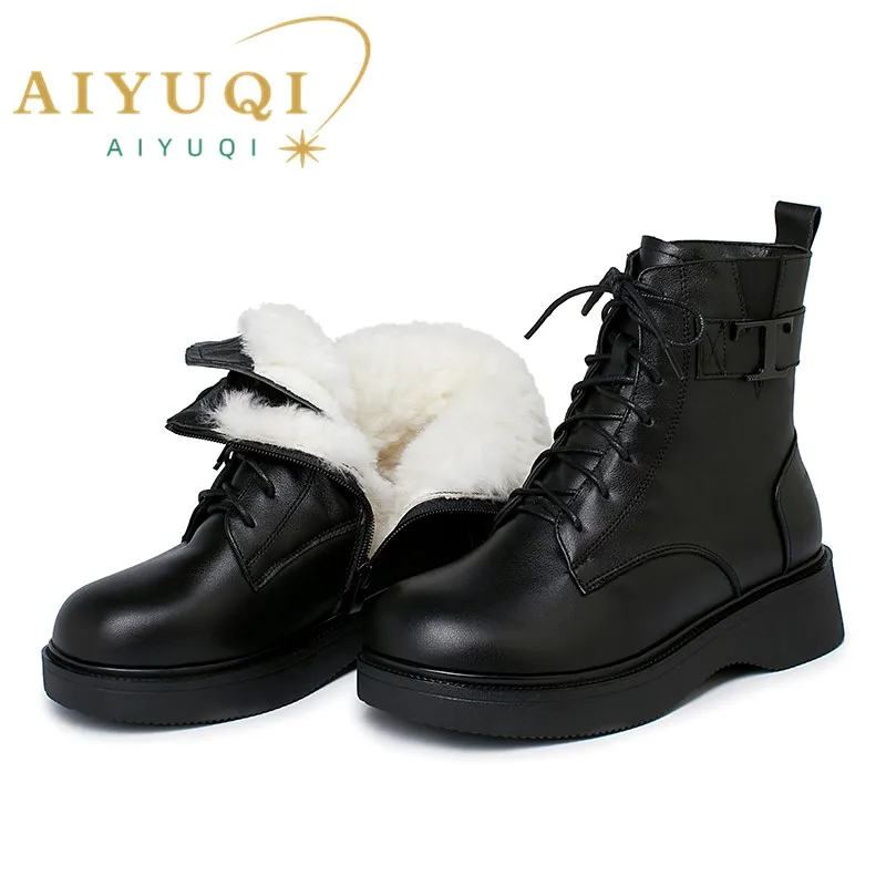 

AIYUQI Women Winter Boots Warm Wool 2024 New Genuine Leather Women Ankle Boots Large Size 41 42 Women's Snow Boots