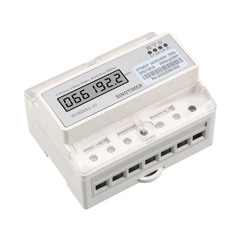 A008  Din Rail Three Phase 4 Wires Electricity Meter Digital Wattmeter Electric Consumption Meter KWH 100A Watt Power Meter