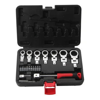 Portable ratchet wrench 72 gear shaking head interchangeable combination set rotatable 180° removable flexible torque wrench