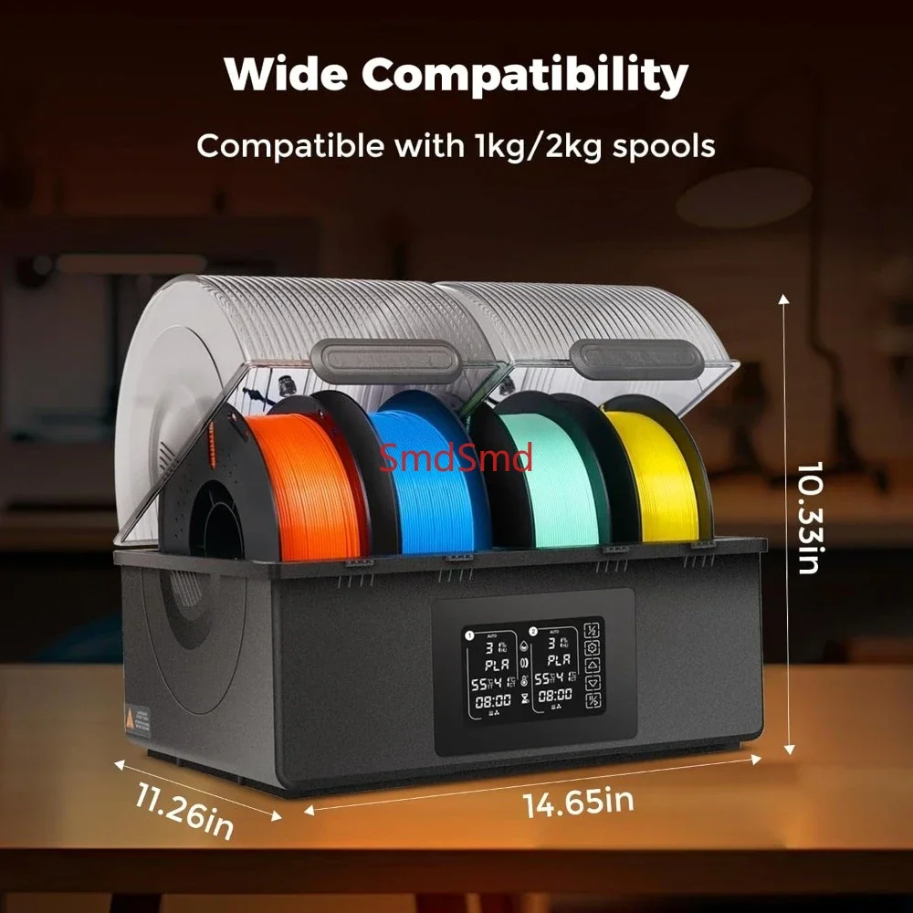 Garden Filament Dryer 4 Spools, SH03 Filament Storage Box, 200W PTC Heats Up to 85°C, Fast Drying Auto Dehumiditification