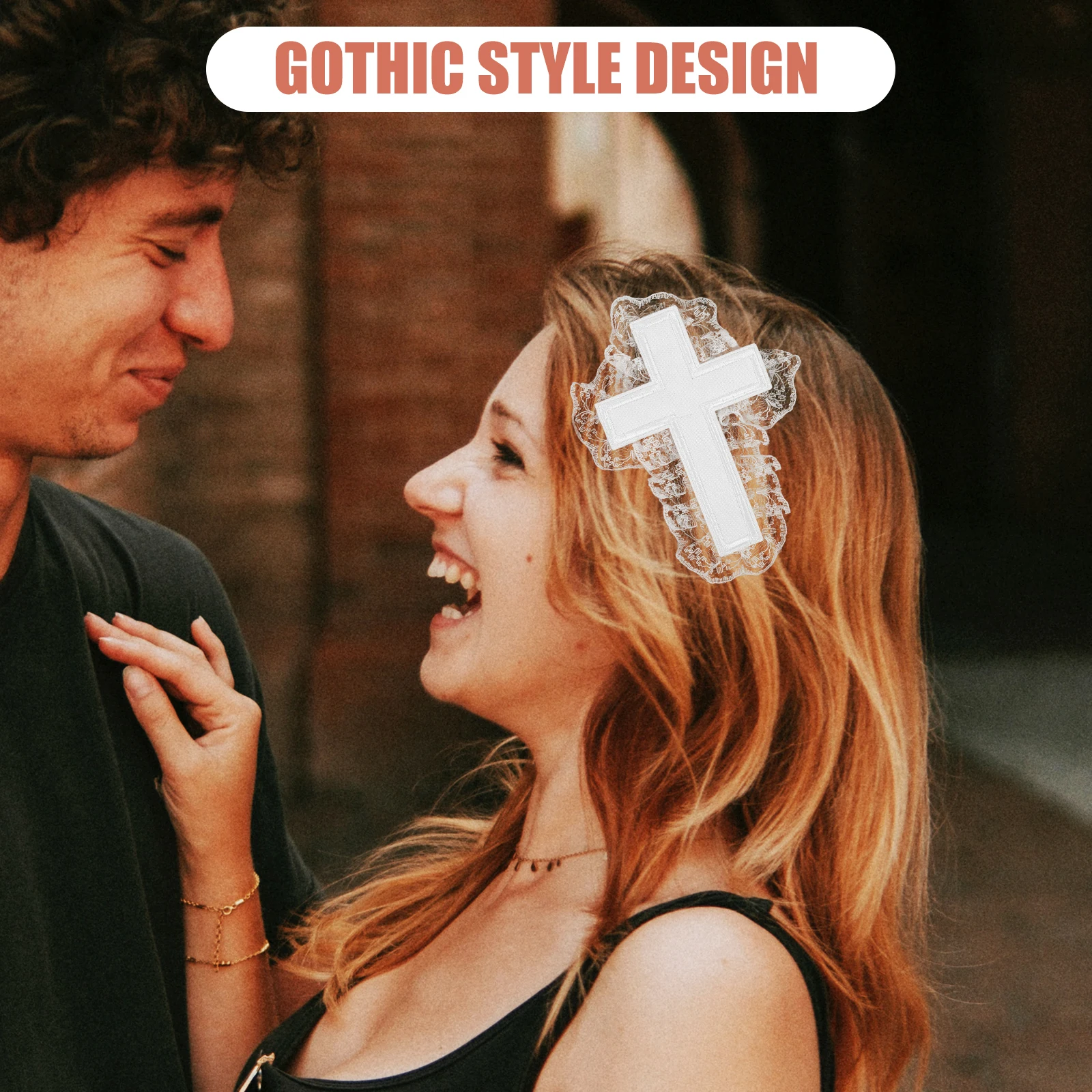 

Gothic Lace Clip Punk Style Halloween Party Women'S Headdress Decorative Barrette Lightweight Large Barrettes For Costume Party