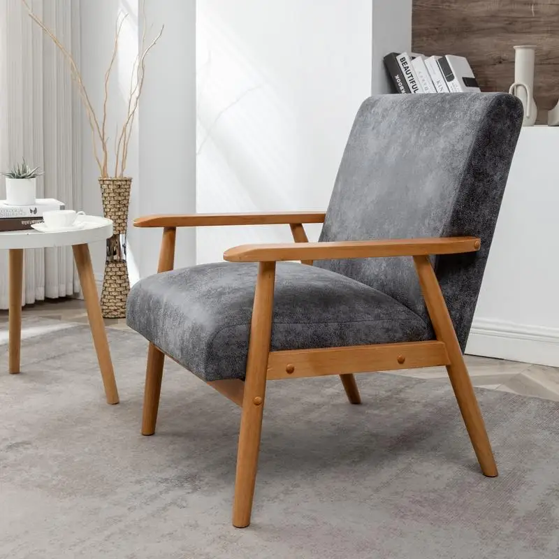 Poltrona moderna classica Mid-Century, larghezza 25,38", rivestimento grigio