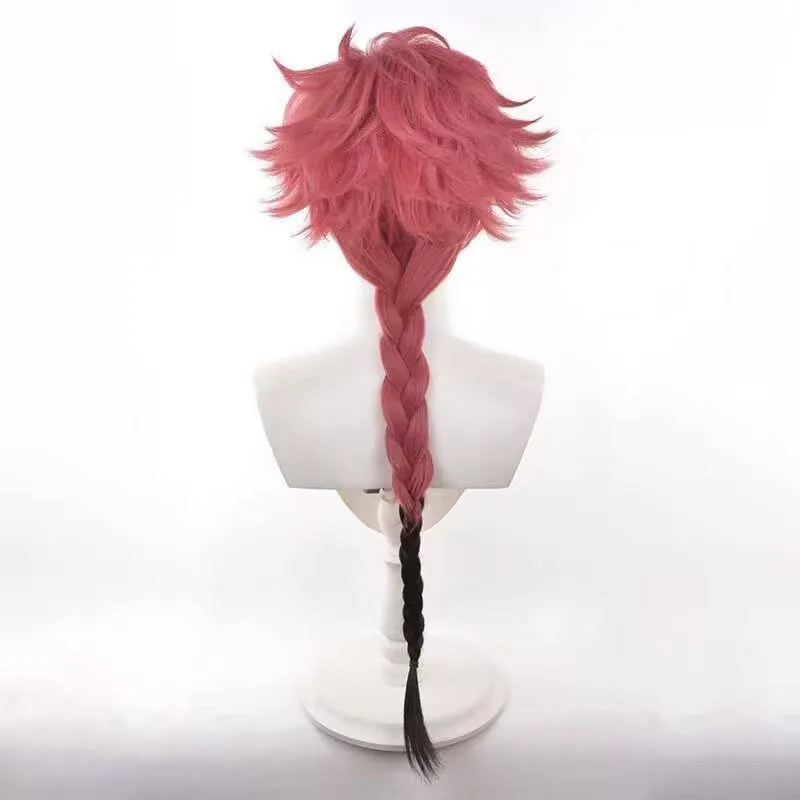 1 pièce rose-noir dégradé pâte frite torsions tresse boucle inversée postiche courte ondulée-veine Anime personnage perruque