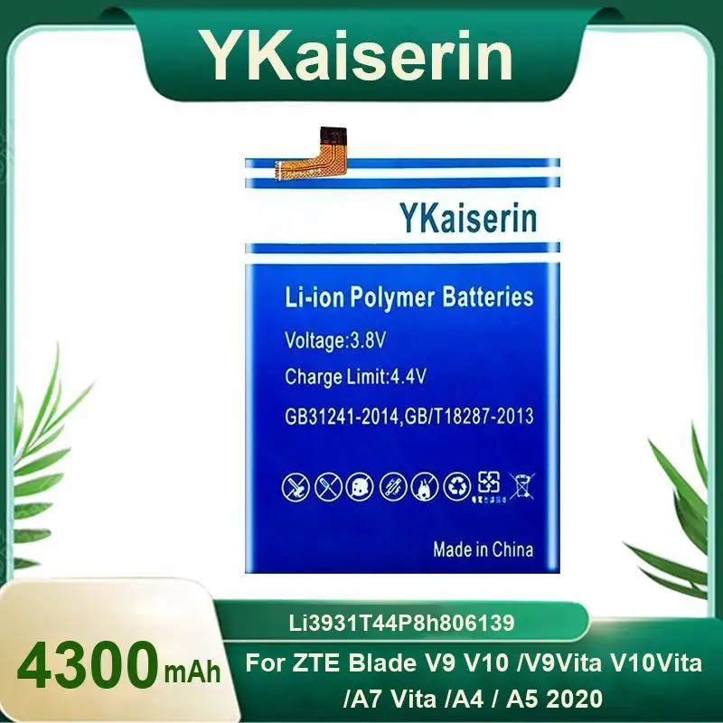 

Аккумулятор мобильного телефона Li3931t44p8h806139 4300 мАч для Zte Blade V9 V10 Vita A7 A4 A5 2020