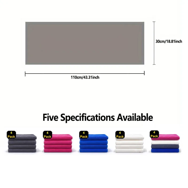 4Pcs Cotton Sports Towel, 18.81'' x 43.31'' Gym Towel, Sweat Absorbing Skin-friendly Yoga Towel Climbing Fitness Essential