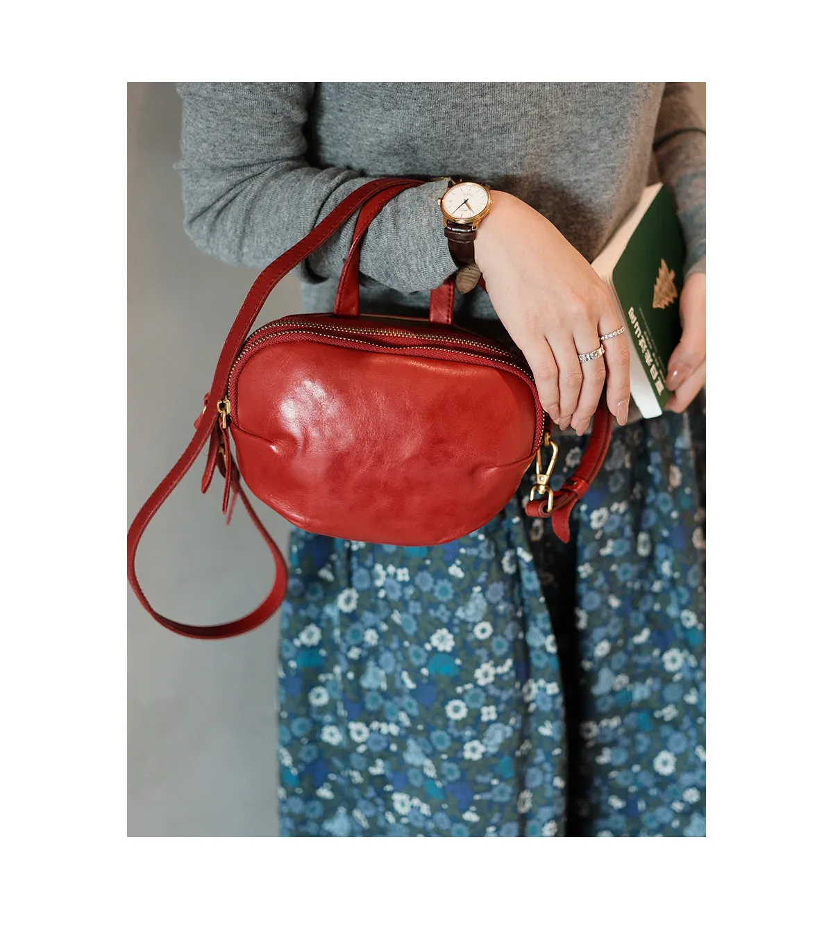PNDME Mode Vintage Designer Handgefertigte Echtleder Damen Niedliche Kleine Handtasche Outdoor Party Rindsleder Damen Umhängetasche – Detail 7
