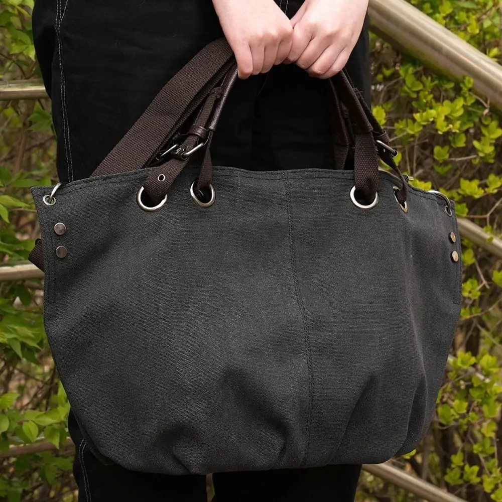 Fashion Large Capacity Canvas Tote Bag Casual Versatile Shoulder Bag Solid Color Elegant Crossbody Bag Commuting