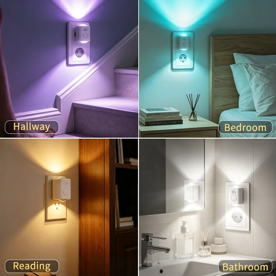 Motion Sensor Night Light RGB Wireless LED Detector Lamp EU Plug Wall Lamp for Corridor Cabinet Toilet Kids Room Indoor Lighting