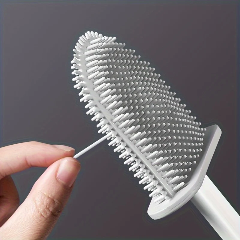 1pc Silicone toilet brush without blind spots, household bathroom daily cleaning set, wall mounted toilet washing tool brush