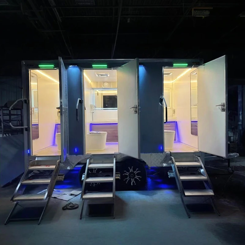 Distributor Wholesale Mobile Toilet Bus With Shower 4 Doors Luxury Mobile Toilet Container Customize