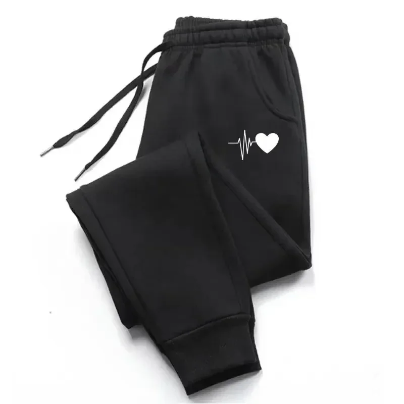 

Unisex Spring Autumn Fleece Joggers Straight Leg Casual Pants with Fashionable Print Design