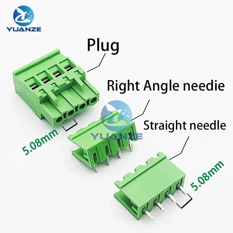 5Sets 2EDGKA-5.08mm Plug-in PCB Wiring Terminal Vertical Side Outlet Plug Complete with Straight Bent Needle Holder