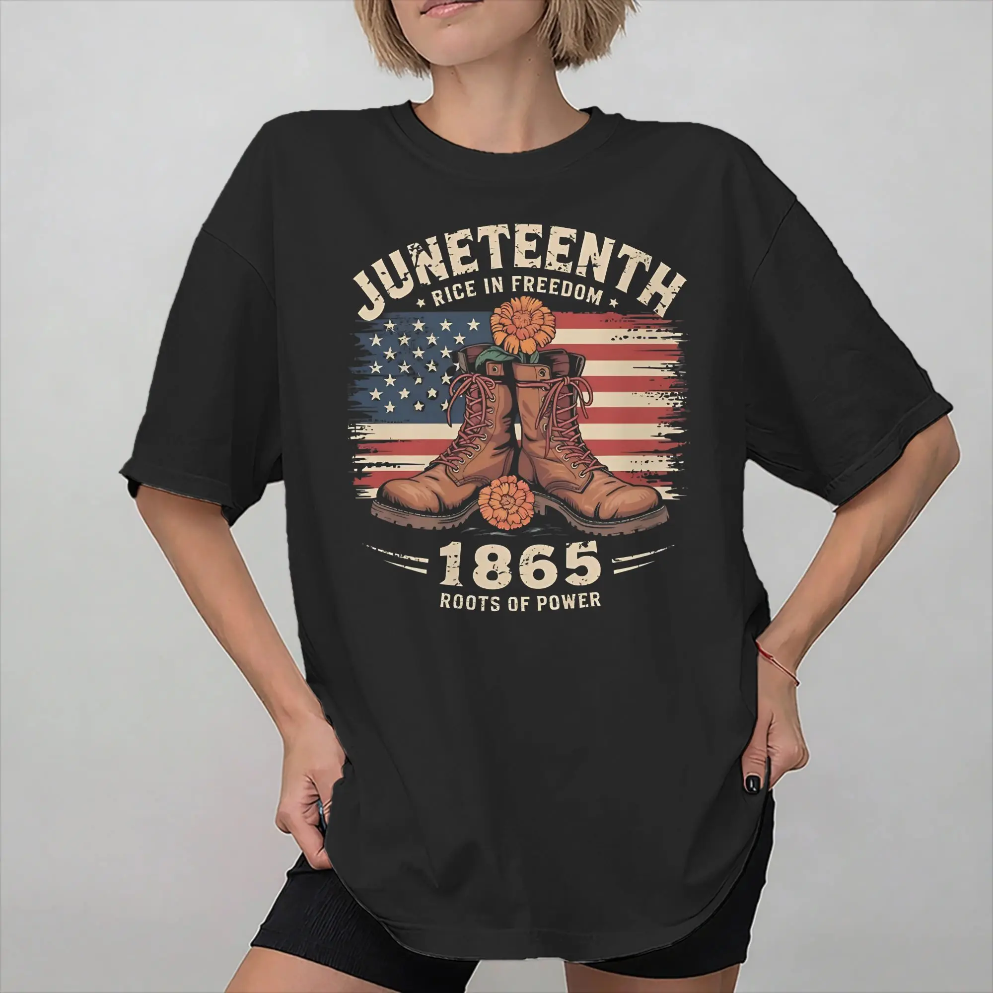 Men Women Juneteenth 1865 Rooted In Freedom T Shirt 100% Cotton Printed T-Shirt  Top Clothing