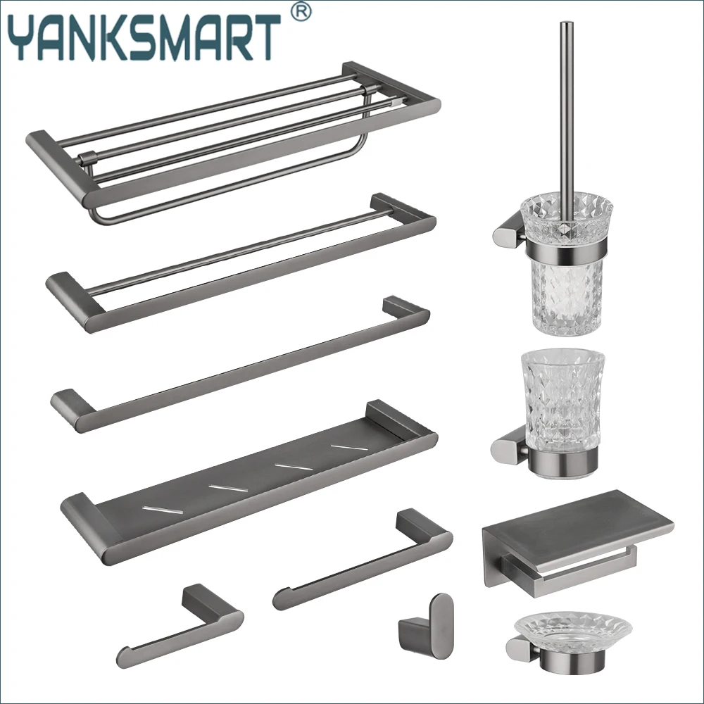 

YANKSMART серого цвета полка из нержавеющей стали держатель для бумаги крючок для пальто вешалка для полотенец наборы простой стиль аксессуары для ванной комбинированный комплект