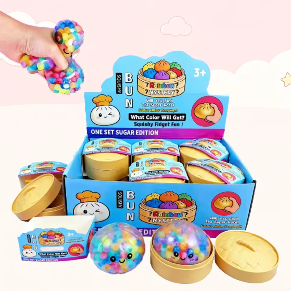 New Colorful Bubble Dumpling Squeeze with Steamer Soft Dough Ball Decompression Fidget Toy