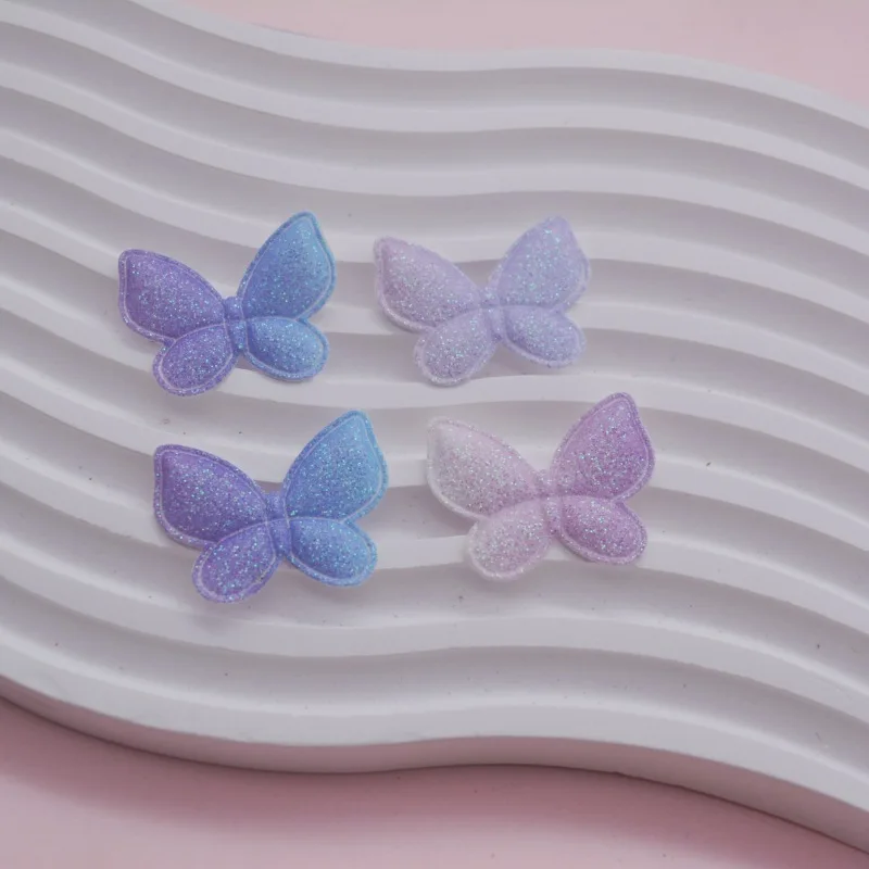 40 Stück glänzende Schmetterlings-Applikationen in zwei Größen, gepolstert, für Kinderhüte, zum Selbermachen von Haarbanden, Haarspangen, als Accessoires und zum Aufnähen. – Detail 10